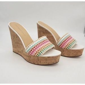 Veronica Beard Dali Raffia Wedge Sandals